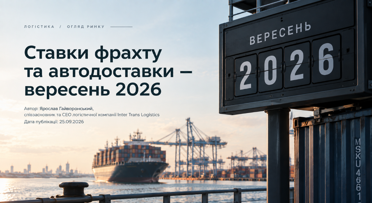 Ставки фрахту та автодоставки з Китаю в Україну — 21–27 вересня 2026